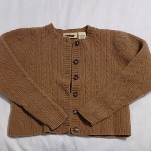 Cable Knit Button-Up Sweater - Tan